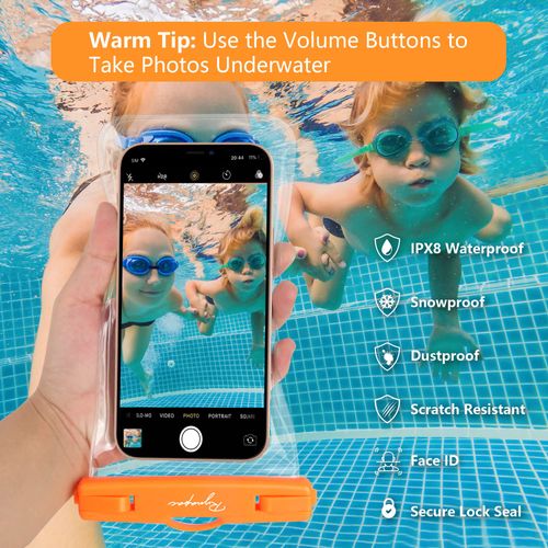 Rynapac Waterproof Phone Pouch Bag - 7.5in Water Proof Cell Phone Case for Beach Travel Must Haves, IPX8 Dry Bag with Lanyard for iPhone 16 15 Pro Max Galaxy S25 S24 Ultra, Cruise Ship Essentials 2025