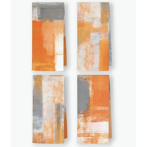 QODUNG Abstract Modern Orange Brown Grey Graffiti Soft Absorbent Hand Bathroom Towel 16x24 Inch Set of 4,Splicing Art Decorative Absorbent Drying Cloth Hand Towels Tea Towels for Kitchen