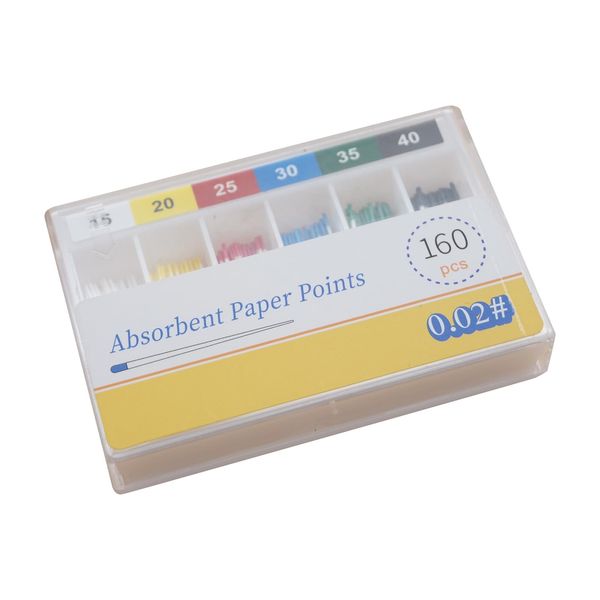 Dental Absorbent Paper Points, Size 15-40, 160 Pieces, Colour-Coded