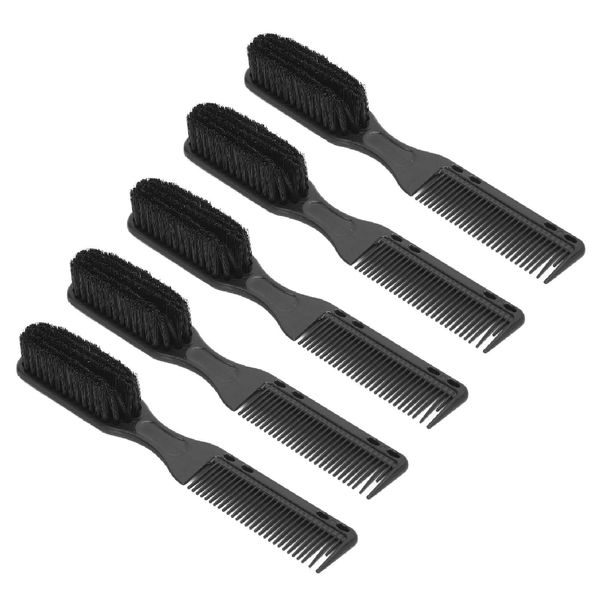 Generic 5 Pcs Dual Head Men Oil Hair Brush Ergonomic Handle Hair Beard Styling Comb Hair Salon Shave Brush