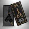 BRV MEN German Steel Rounded-Tip Scissors, 4.2" - Titanium Plated, Hammer Forged 100% Stainless Steel - Beard, Mustache, Nose Hair, Ear Hair Trimming - Professional Grooming Scissors - (Black)
