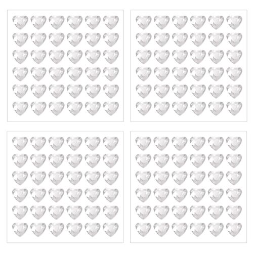 Shapenty 10mm Acrylic Heart Rhinestones Stickers Crystal Gems Stickers for Valentine’s Day Wedding Christmas Decoration DIY Craft Nail Face Makeup Ribbon Card Jewelry Making, 144PCS (Clear)