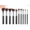 IB Essential 10pc Piece Luxury Black With Chrome Copper Silver Make Up Brush Brushes Set For Eyes & Face