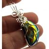 Titanium Aura Quartz Gemstone Sterling Silver Wire Wrapped Pendant