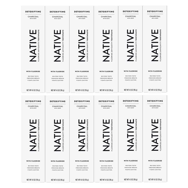 12Pack Native Fluoride Anticavity Toothpaste Charcoal with Mint 4.1 oz FEB 2023*