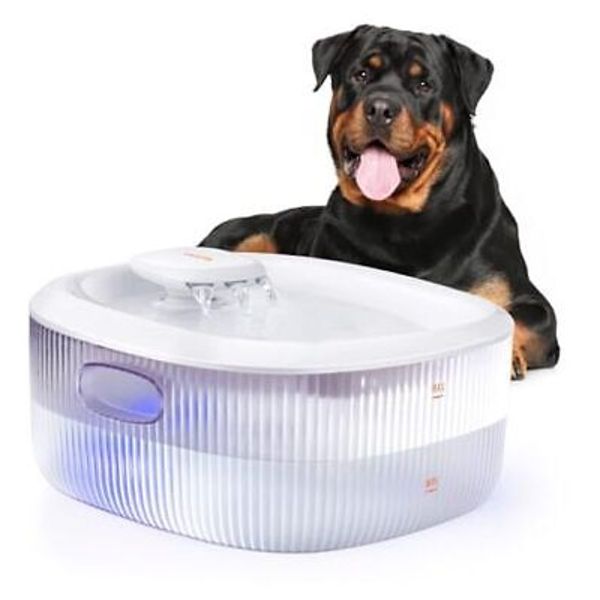 Large Dog Water Fountain, 205oz/6L Automatic Dog White Fountain+2 Filters