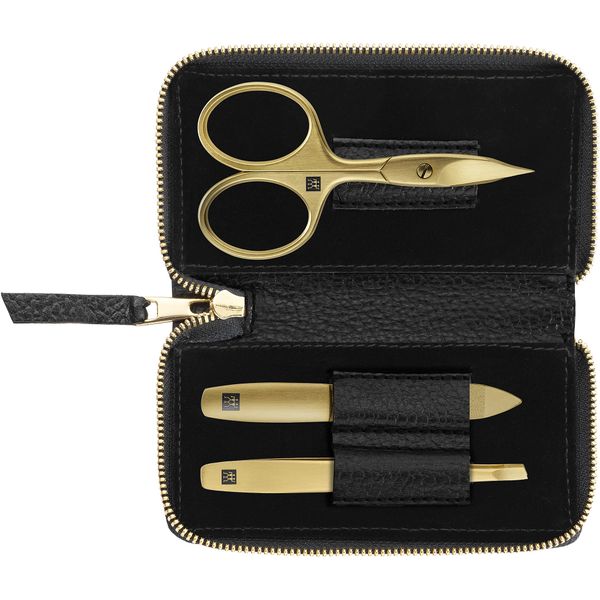 ZWILLING Manicure Set 3 Pieces Gold Edition Care for Hands and Feet with Nail Scissors Stainless Steel Premium Black