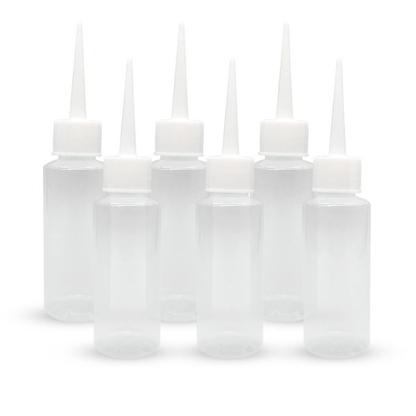 BlingKingdom 6pcs 50ml Squeeze Applicator Bottles Plastic Glue Bottles Precision Bottles Color Bottles for Hair Salon, Paint Art, Craft, Liquids, Glue