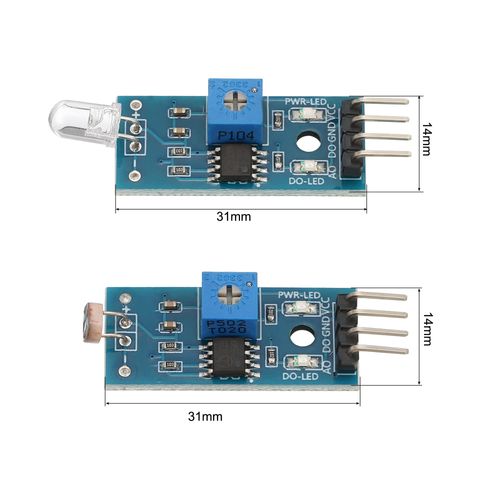 MECCANIXITY 4 Terminals Photosensitive Diode Sensor and Photoresistor Sensor Module for Light Detection 1 Set