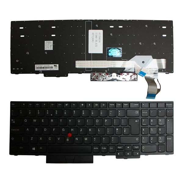 Power4Laptops UK Layout With Pointer Black Frame Black Replacement Laptop Keyboard Compatible With Lenovo ThinkPad E580