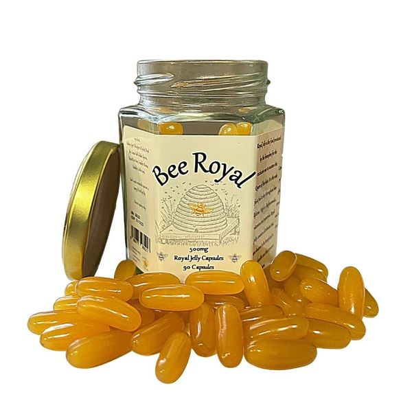 Bee Royal - 500mg Fresh Royal Jelly Capsules - 90 Capsules of 100% Fresh Queen's Jelly NOT Freeze Dried Extract - Supports Immune System, Fertility, Energy Management, Reduces Tiredness & Fatigue