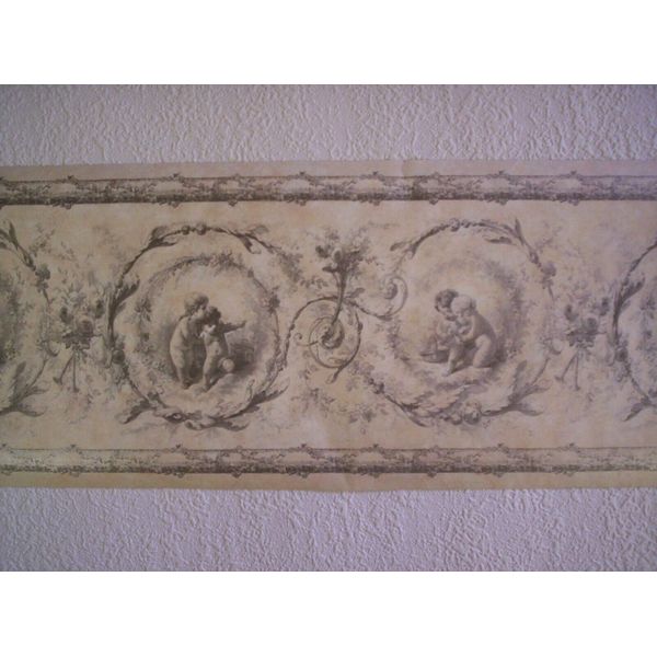 VICTORIAN CHERUB PREPASTED WALLPAPER BORDER # CL9516B