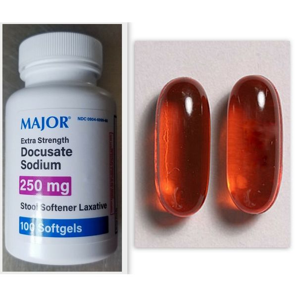 Major Stool Softener Docusate Sodium 250mg 100 Softgels ^