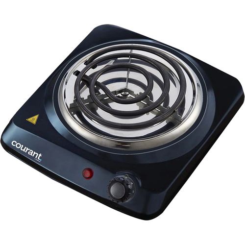 Courant Electric Burner, Single Buffet Countertop Hotplate, 1000W Portable Cooktop, Black