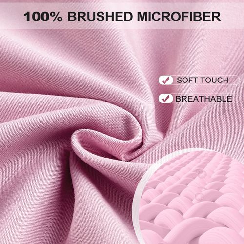 FreshCulture Twin Fitted Sheet 2 Pack - Hotel Quality - Ultra Soft & Breathable - Brushed Microfiber - Deep Pocket - Cooling Fitted Sheets - Dusty Pink