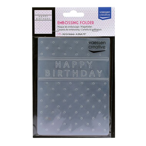 Vaessen Creative Embossing Folder, Happy 5,7x4,25x0,19 inches, 1 Unit, for Birthday, Birth, Christmas Cards and Paper Crafts