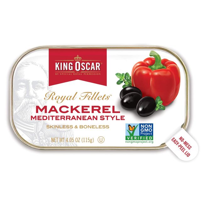 King Oscar Skinless and Boneless Mediterranean Style Mackerel Fillets, 4.05 Ounce, Pack of 12