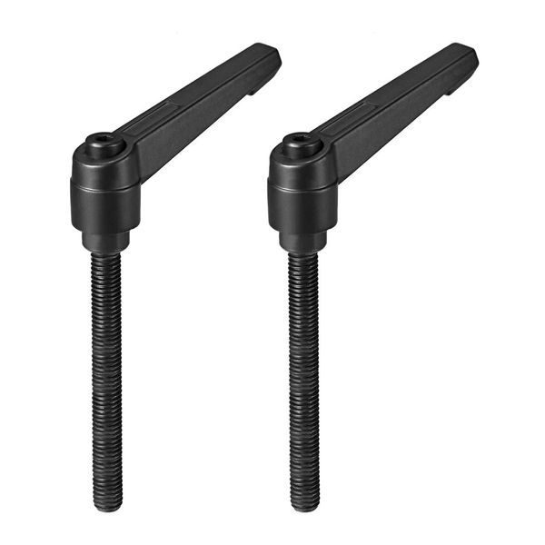 sourcing map M8 x 80mm Handle Adjustable Clamping Lever Thread Push Button Ratchet Male Threaded Stud Knobs Locking Rotating Screw Handles Quick Release Bolt Black 2pcs