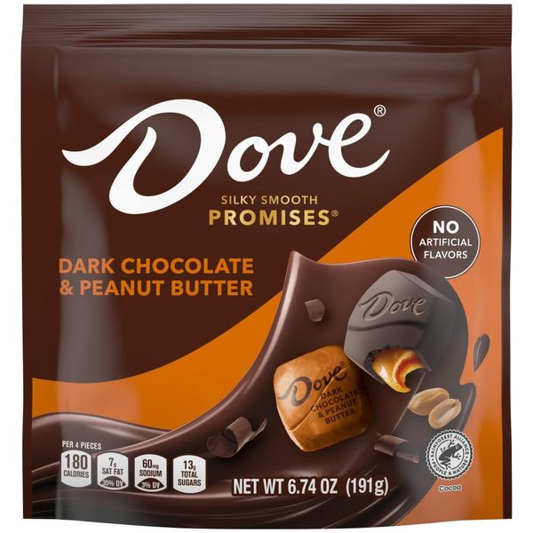 DOVE PROMISES Valentine's Day Individually Wrapped Peanut Butter & Dark Chocolate Candy - 7.61 oz Bag