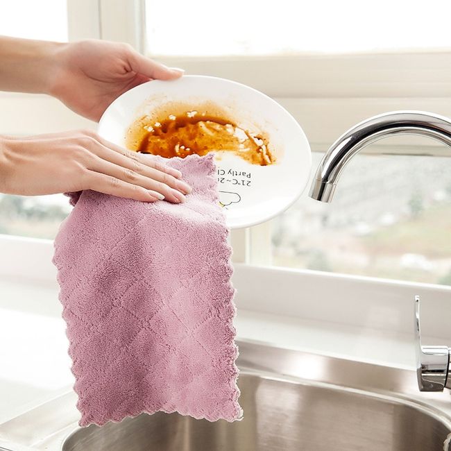 10pcs Microfiber Towel Absorbent Kitchen Cleaning Cloth Non-stick