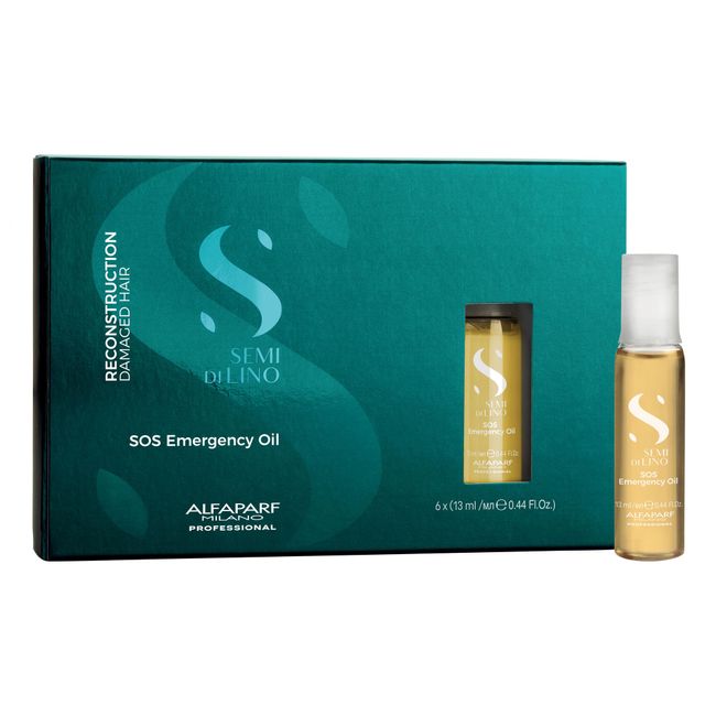 Alfaparf Milano Semi di Lino Reconstruction Reparative SOS Emergency Oil for Damaged Hair - Includes 6 Vials - Vegan Formula - Repairs, Provides Shine and Softness - 2.64 fl. oz.