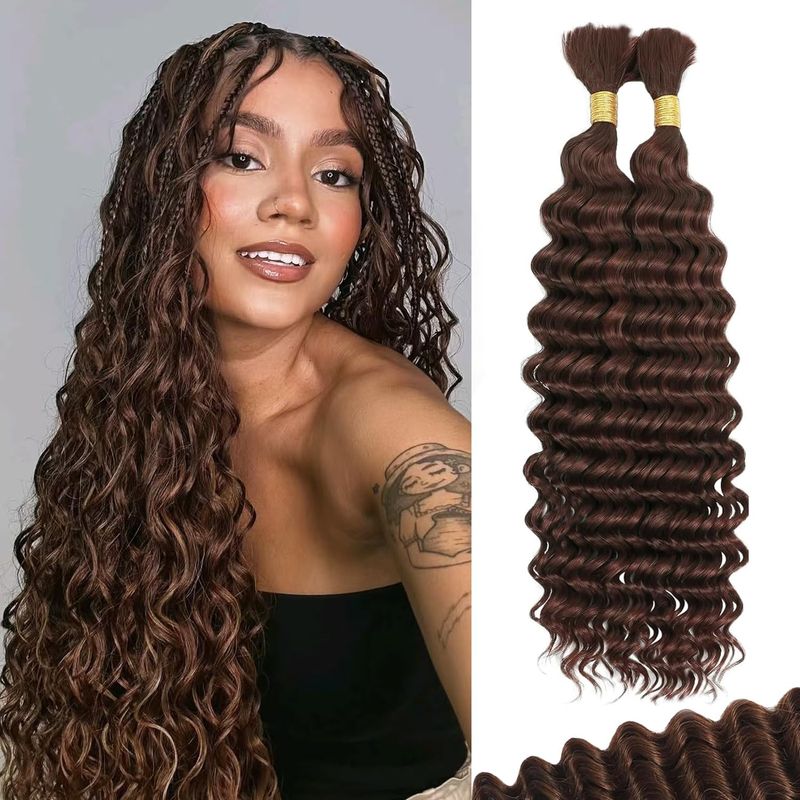 Human Braiding Hair for Boho Braids 110g 2 Bundles/Pack Deep Wave 12A ...