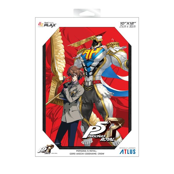 Level Up Labs Pixel Frames PLAX: Persona5 Royal - Goro Akechi - Codename: Crow - 3D Framed Lenticular Poster - 10"x12"