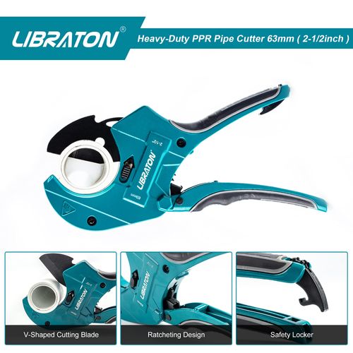 Libraton PVC Pipe Cutter 2-1/2", Large PVC Cutter, Improved Blade for Heavy-duty, Plastic Pipe Cutter for Cutting PVC Pipe, PEX Pipe, Plastic Pipes (Improved Version)