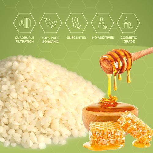 VALLYDOM Organic Beeswax Pellets - 453g White Beeswax Pastilles, Pure Natural Bulk Bees Wax Pellets for DIY Beeswax Making Candles Skin Care Lip Balm Soap Lotion (1lb)