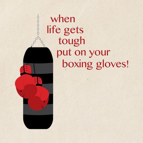 CafePress When Life Gets Tough Put On Your Boxing Gloves! To Reusable Natural Beige Canvas Shopping Bag