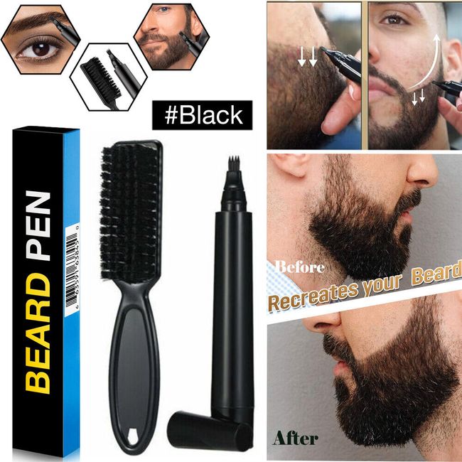 Waterproof Beard Pencil Filler Hair Grower Long Last Moustache Pen Men's Gifts