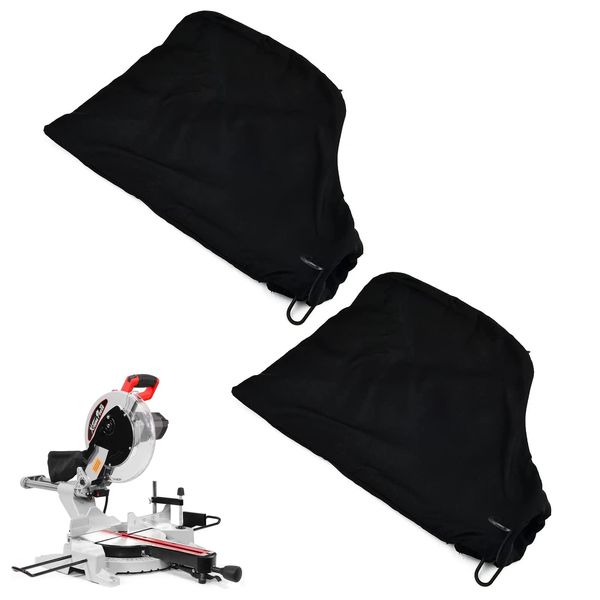 2 Pcs Dust Bag for 255 Model Miter Saw with Zipper & Wire Stand for Easy Disposal of Dust Inside, Belt Sander Parts Anti-dust Cover Bag (Black)