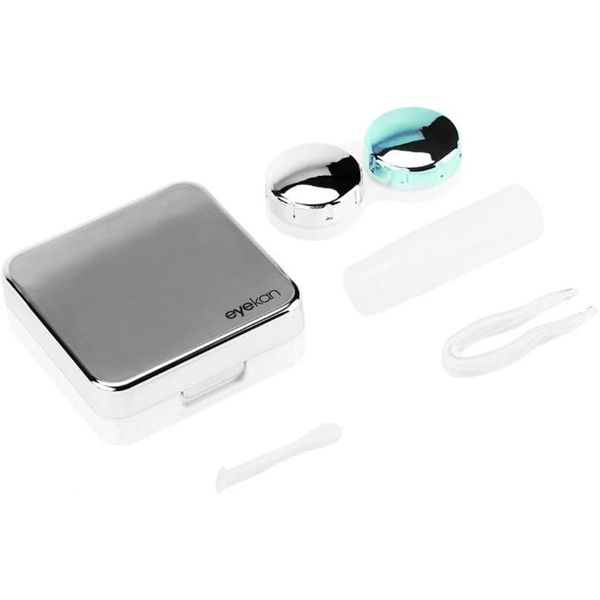 Contact lens case (Silver) Storage bottle Tweezers Stick Portable Contact lens case Lens case [Non-standard mail, cash on delivery not available]