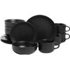 Best kitchen Wazee Matte Coupe Dinnerware Set, 16 Pc, Black