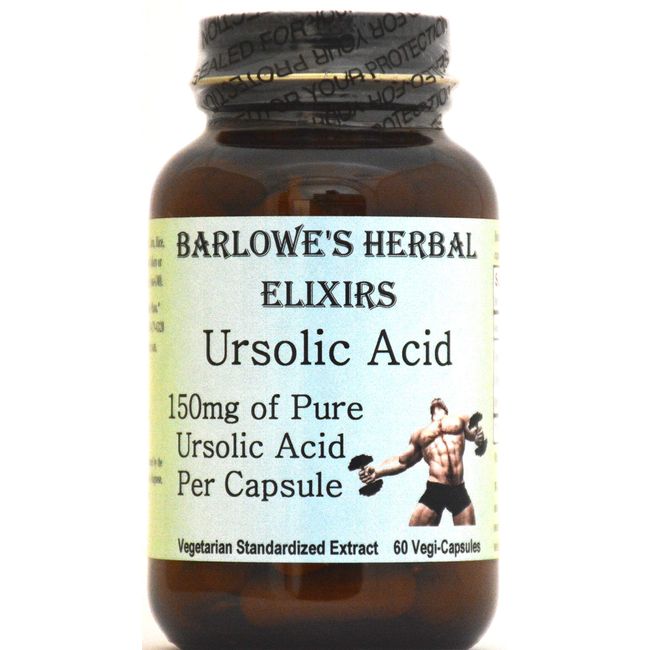 Ursolic Acid - 150mg Pure Ursolic Acid per Capsule - Stearate Free, Glass Bottle!