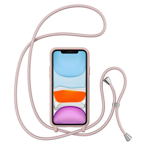ZTOFERA Crossbody Lanyard Case for iPhone 11, Liquid Silicone Protective Phone Case with Adjustable Strap Neck Cord Necklace Girls Women Soft Cover for iPhone 11, Pink