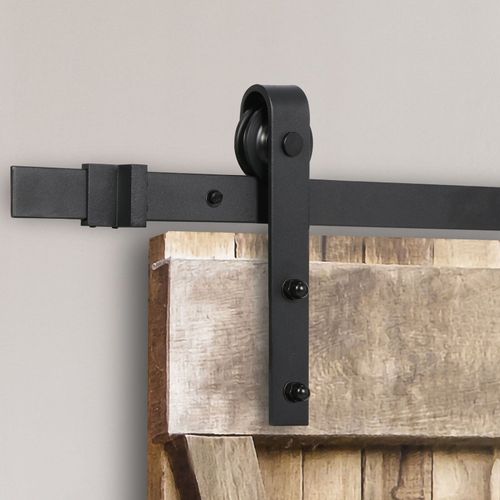 6.6FT Sliding Barn Door Hardware Kits Track Roller Wheel Shape Antique Country