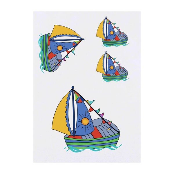 4 x 'Toy Sailing Boat' Temporary Tattoos (TO00059230)