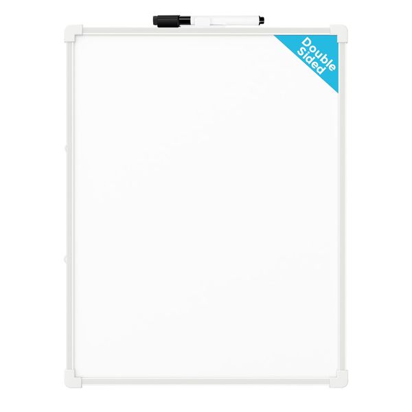 MaxGear Double-Sided Small Dry Erase Board, 14"x11" Mini Hanging Whiteboard, Dry Erase White Board with a Black Dry Erase Marker, Portable Whiteboard for Students - Planning, Drawing, Memo, to Do List