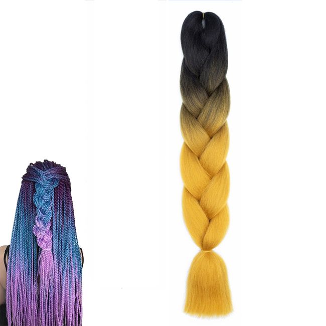 prinfantasy Hair Extensions Colourful Pre Stretched Hair Heat Resistant Synthetic African Braids Crochet Twist hair for Women Girls & Unisex Braiding Hair 24 Inch,GBBZ050