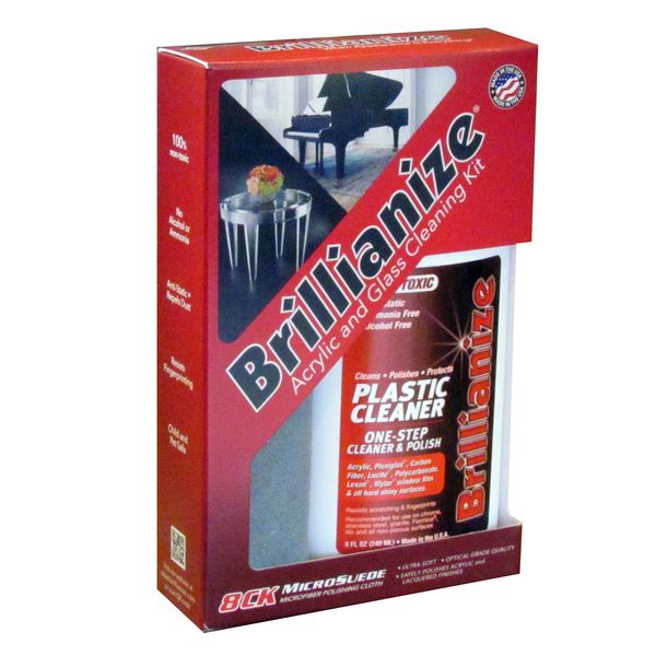 Brillianize Plastic and Glass Cleaning Kit with Microsuede Polishing Cloth