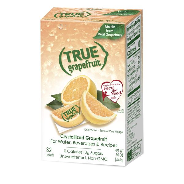 TRUE GRAPEFRUIT Water Enhancer (32 Packets) | Zero Calorie Unsweetened Water Flavoring | For Water, Bottled Water & Recipes | Water Flavor Packets Made with Real Grapefruit