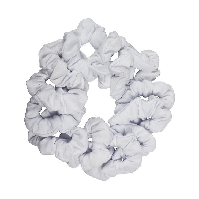 12 Pack Solid Hair Ties Scrunchies (White)
