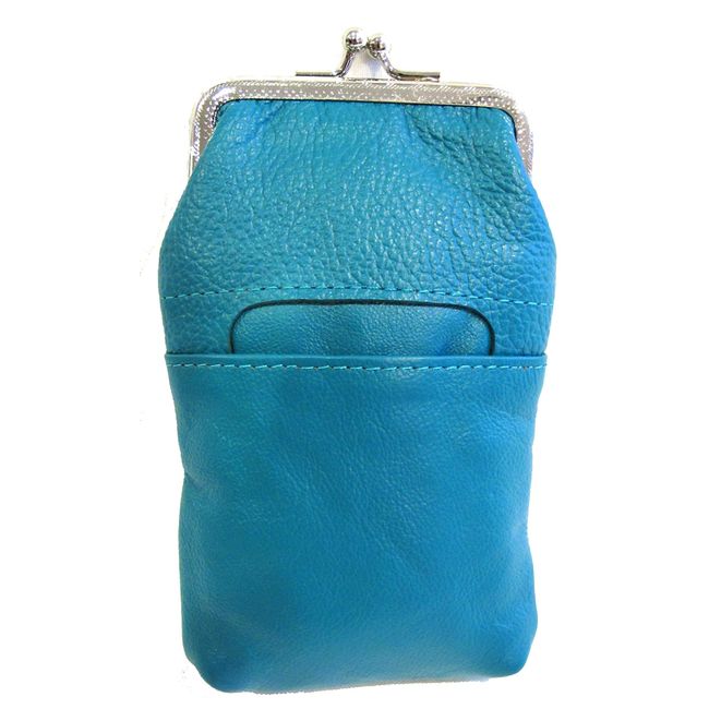 Women 100% Pure Leather Cigarette Case Lighter Match Pocket Zipper Coin Pouch -4 Color (Teal)