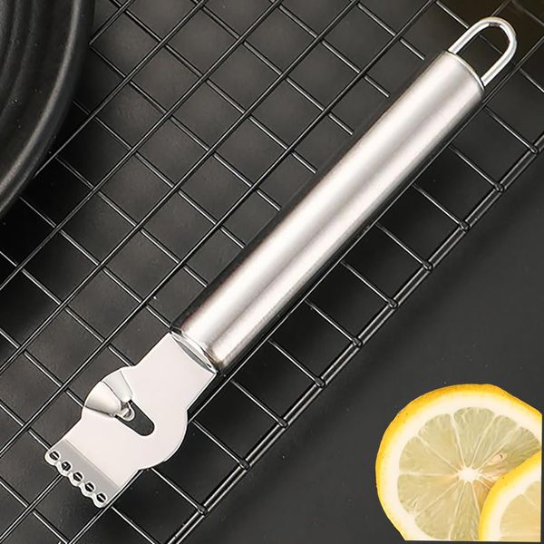 Citrus Lemon Zester Peeler Grater Stainless Steel, for Gin Cocktails Lime Oranges, Ergonomic Kitchen Professional Peeling Tool, Profile Line Lemon Zester, Lemon Peeler and Peeling Orange