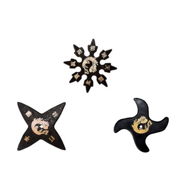 Tiger Claw Ninja Rubber Stars Assorted - 4 Points, 8 Points, Waver - Pack of 3