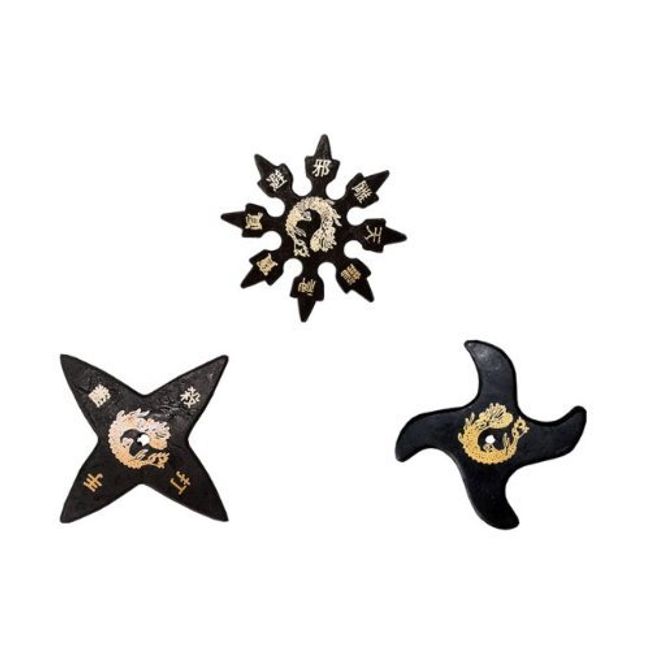 Tiger Claw Ninja Rubber Stars Assorted - 4 Points, 8 Points, Waver - Pack of 3