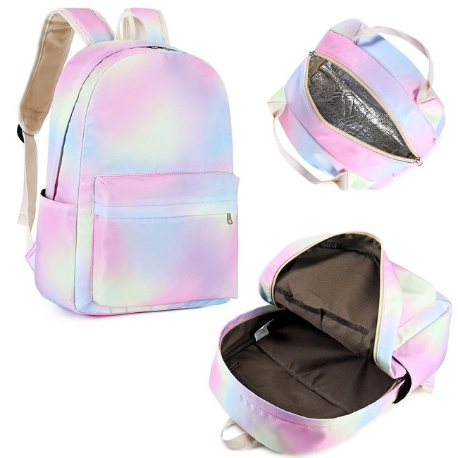 School Backpacks for Teen Girls Lightweight Canvas Bookbags Set with Lunch  Bag & Pencil Case