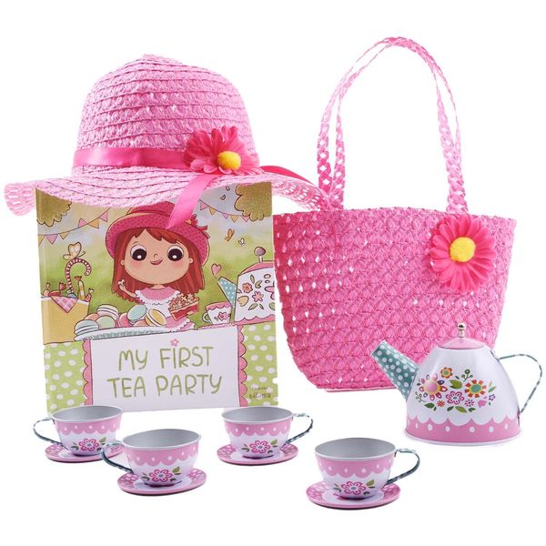 Tickle & MainMy First Tea Party Gift Set, 12-Piece Set Includes Book, Tea Set, Hat, and Purse for Toddler Girls