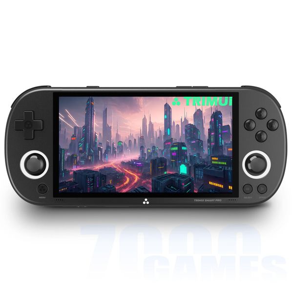 Trimui Smart Pro Handheld Game Console 5 inch Retro Handheld Video Games Consoles Built-in Rechargeable Battery Portable Style Hand Held Game Consoles System Black